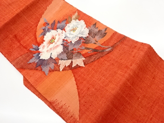 JAPANESE KIMONO / NAGOYA OBI / MAWATA TSUMUGI / WOVEN PEONY